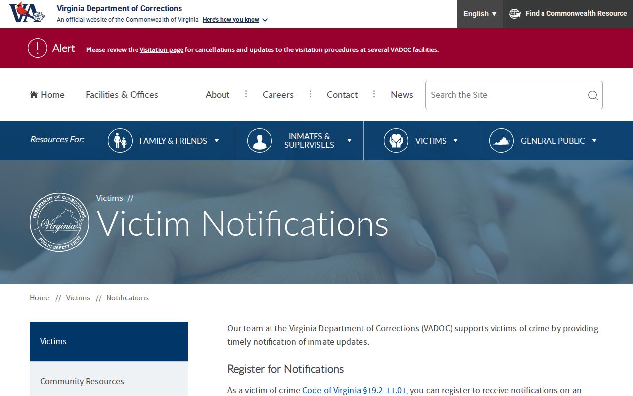 Norfolk County local VINE and VADOC NAAVI notification split